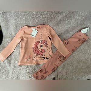 **NWT✨🌈Girls H&M Matching Set Long Sleeve And Leggings 6Y Unicorn Kids 🦄